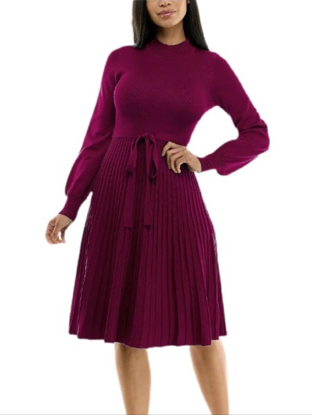 🆕 Nina Leonard Sangria Long Sleeve Sweater Midi Dress XL